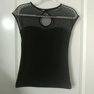 Swiss dot mesh neck top